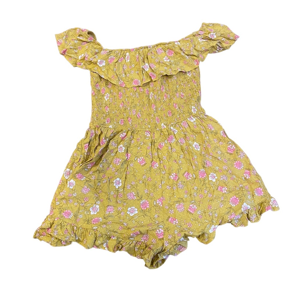Forever 21 cotton and pink floral off shoulder romper NWT